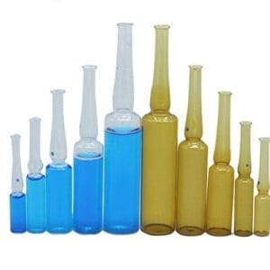 Ampuls, clear glass and brown glass, capacity 1 to 20 ml