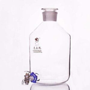 Aspirator bottle with stopper and tap, clear glass, 2.5 L to 20 L