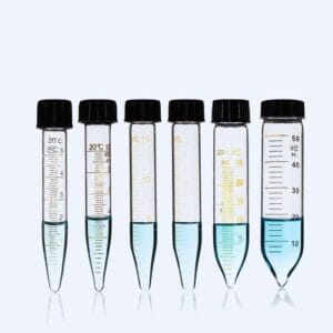Centrifuge glass tubes with conical bottom and screw cap, capacity 5 to 50 ml, 10 pcs/pack