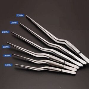 Curved tweezers, length 14 to 30 cm