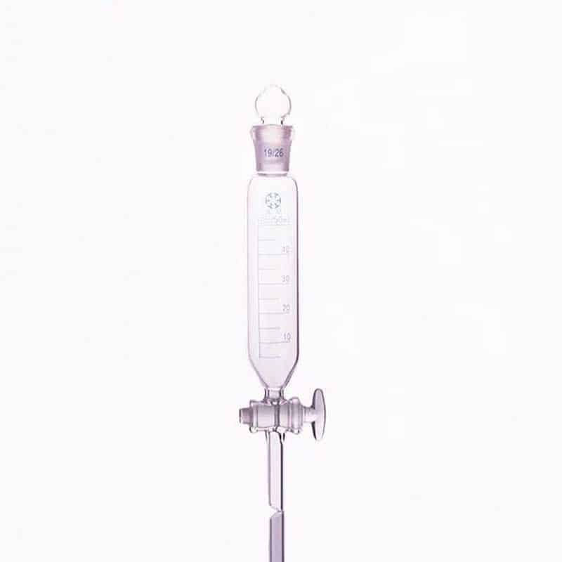 Cylindrical-separating-funnel-with-stopcock-and-stopper1-50ml Cylindrical separating funnel with glass stopcock and stopper, graduated, 50 to 1.000 ml