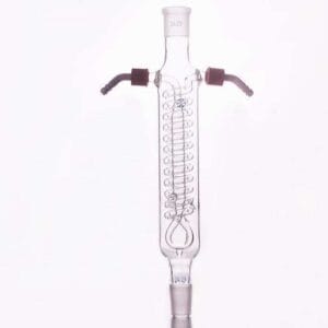 Dimroth condenser with joint and unscrewable plastic connectors, length 200 mm to 500 mm.