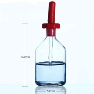 Dropper bottle with pipette and cover, clear glass, 30 ml to 125 ml