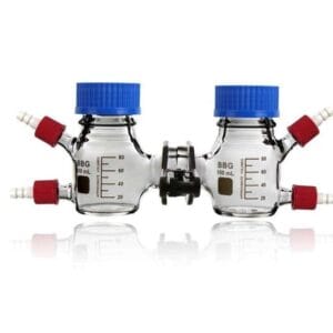 Dual Chamber H-Cell Membrane Reactor for Microbial Fuel Cell (MFC), 100 to 1,000 ml