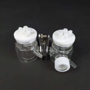 Dual Chamber H-Cell Membrane Sealed Photoelectrochemical Reactor with Water Jacket, 50 to 500 ml