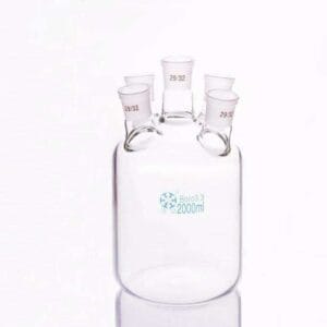 Five-necked cylindrical bottle, capacity 250 to 5.000 ml
