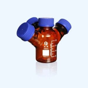 Four-Necked HPLC Bottle, Brown Borosilicate Glass 3.3, GL45 Screw Cap, 250-2000 ml