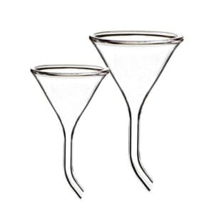 Funnel with bent stem, diameter 30 to 100 mm