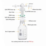 Gas Washing Bottle with Screw Cap, Graduated, 100-1000ml-PTFE Cap