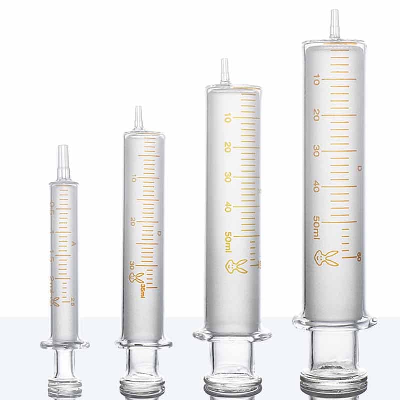 Glass_Syringe_with_Scale,_1_ml_to_100_ml,_OD_4mm_Tip Glass Syringe with Scale, 1 ml to 100 ml, OD 4mm Tip, Non-Medical Use