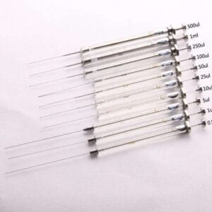 Microlitre syringe with cemented needle, Pointed Tip, capacity 0.5μl - 1000μl, for GC Analysis