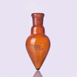 Pear-shaped flask, brown glass,  25 to 500 ml