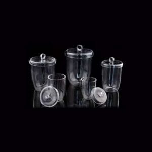 Quartz crucible with lid, capacity 5 to 300 ml