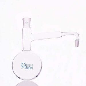 Round bottom distilling flask with side tube and joint,  250 to 3.000 ml