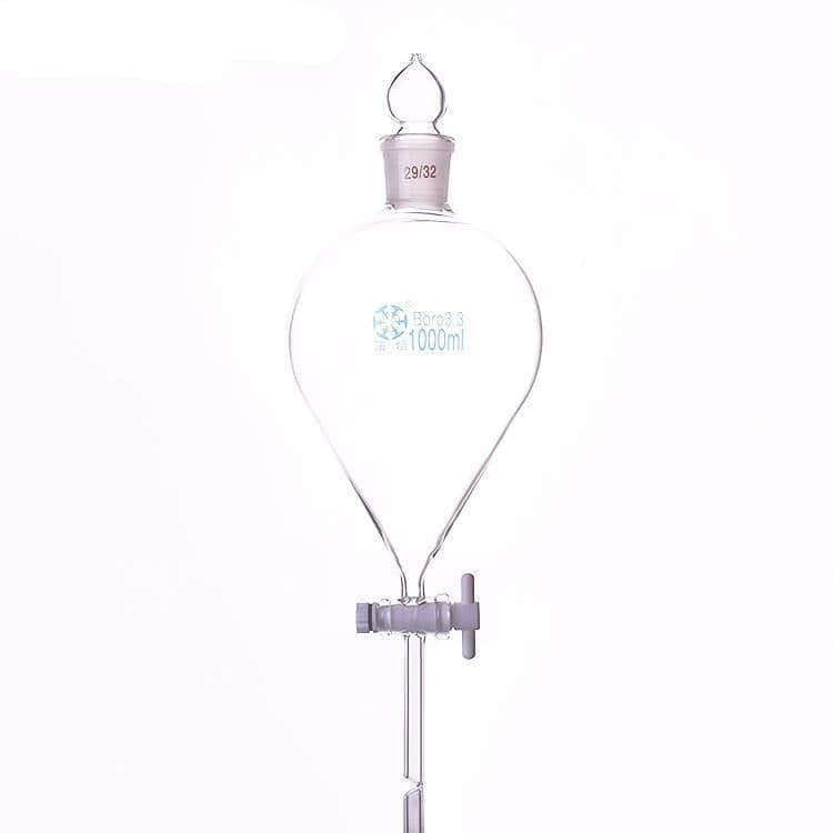 Separating-funnel-with-PTFE-stopcock-and-glass-stopper-1.000-ml-1.jpg Separating Funnel with PTFE Stopcock & Stopper, 10 to 20000 ml, No Graduation