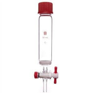 Solid-phase peptide synthesis vessel with PTFE stopcock, capacity 10 to 250 ml