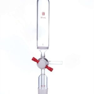 Solid-phase peptide synthesis vessel with joint and T-bore PTFE stopcock, capacity 10 to 500 ml