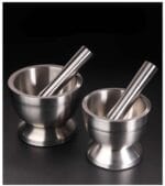 Reviews 11 Stainless steel mortar with pestle, diameter 85 to 98 mm