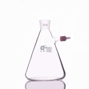 Suction bottle in erlenmeyer shape with unscrewable plastic connector, capacity 100 to 10.000 ml