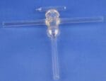 T-shaped three-way vacuum tap with glass stopcock