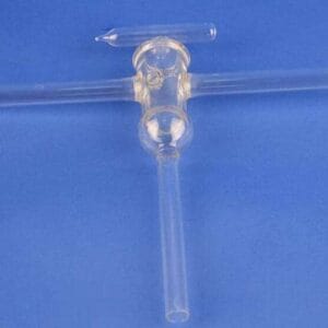 T-shaped three-way vacuum tap with glass stopcock