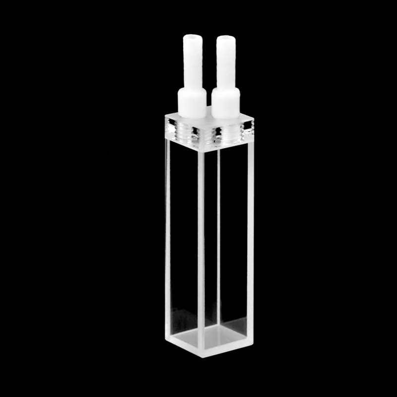 UV-quartz-Flow-Through-Cell-with-M4-Threaded-Lightpath-10-mm-1.jpg UV Quartz Flow Cell with M4 Threaded Ports, 10 mm Lightpath, 4 Clear Windows