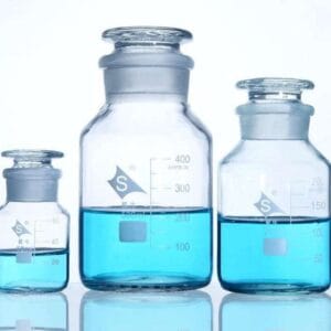 Wide mouth bottle, clear glass, graduated, Capacity 60 ml to 20.000 ml