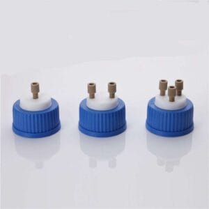 GL45 Screw Cap, Multiple Distributor for HPLC Bottles, with PEEK threaded connectors,1/4-28 UNF Threaded