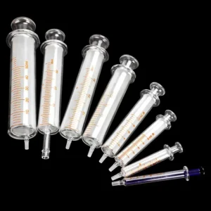 Glass Syringe with Scale, 25 to120 ml,  7.6mm Large Outlet for Tubing Connection