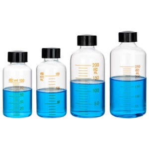 Serum bottle with screw cap, clear glass, graduated, 5 ml to 1.000 ml