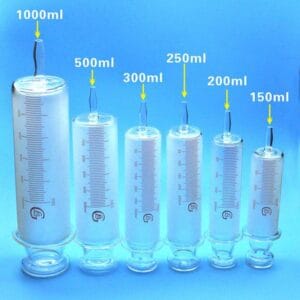 Wide Mouth Glass Syringe Filler, 150–1000 ml, Non-Medical Use