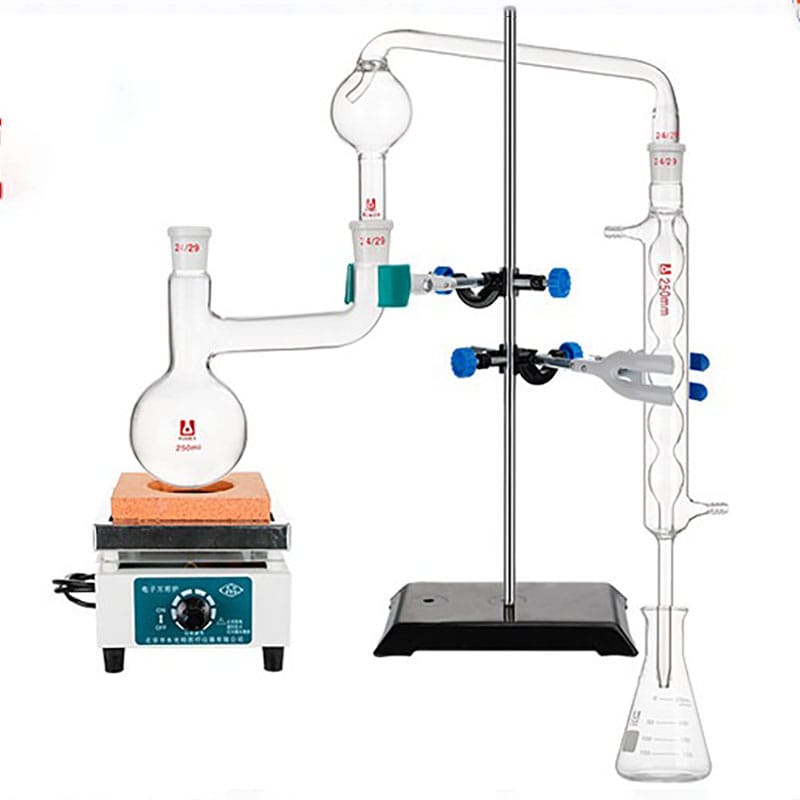 2-Neck Flask Distillation Set with Allihn Condenser, 250–1000ml 2-Neck Flask Distillation Set with Allihn Condenser, 250–1000ml